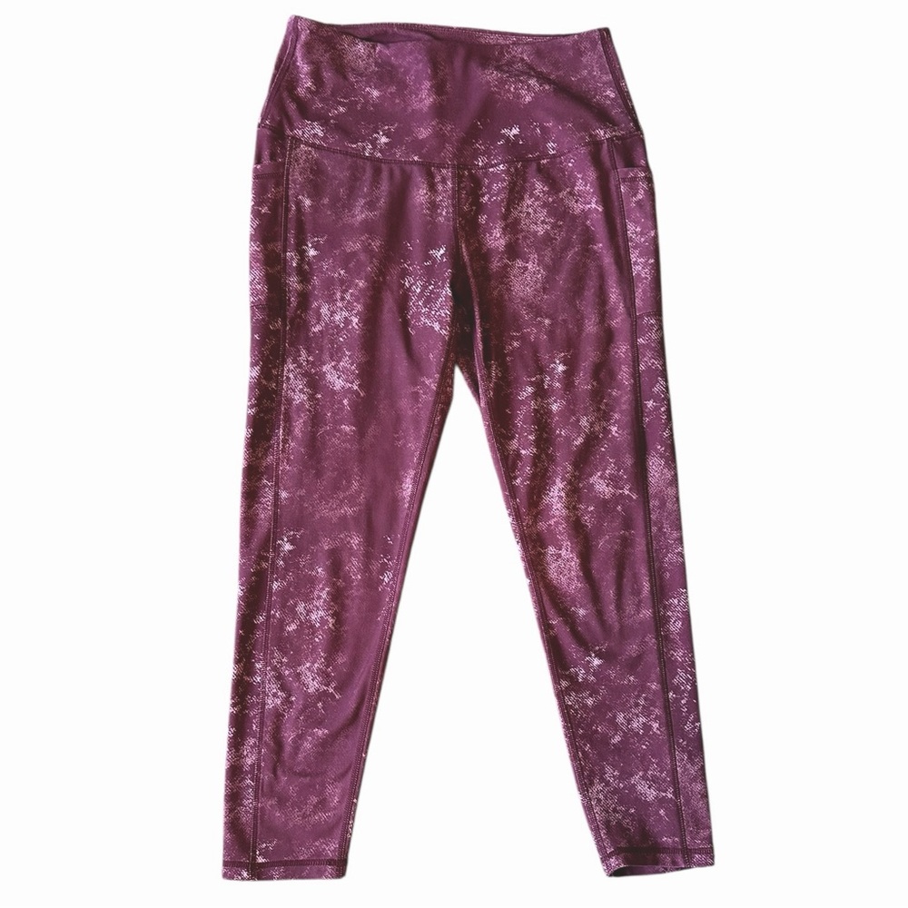 LEG END mauve/pink tie dye high waist crop yoga athletic workout leggings size L